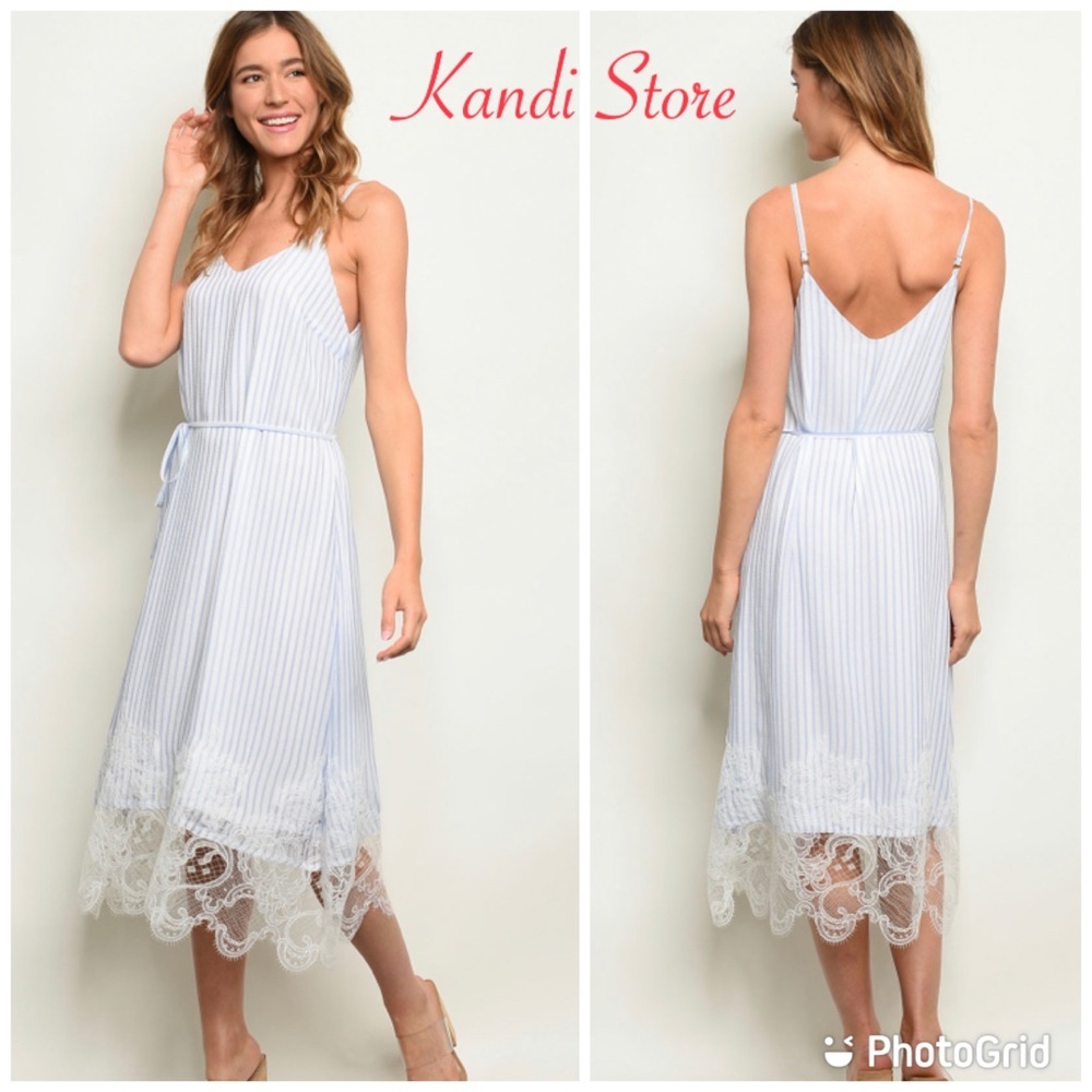 Blue and white candystripes dress spaghetti straps
